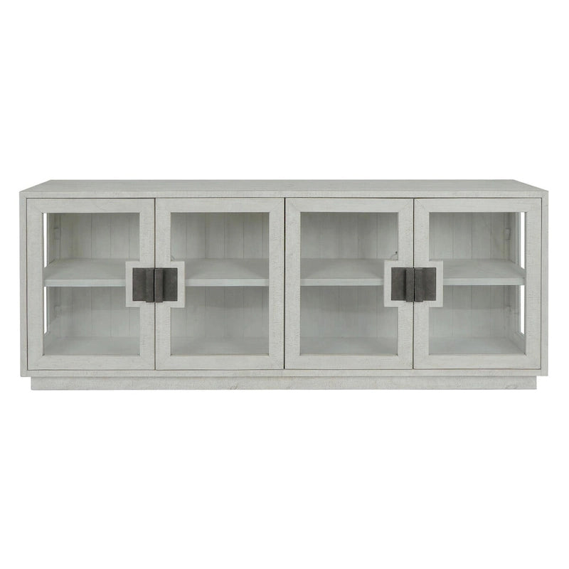 Buffet en pin recyclé et verre