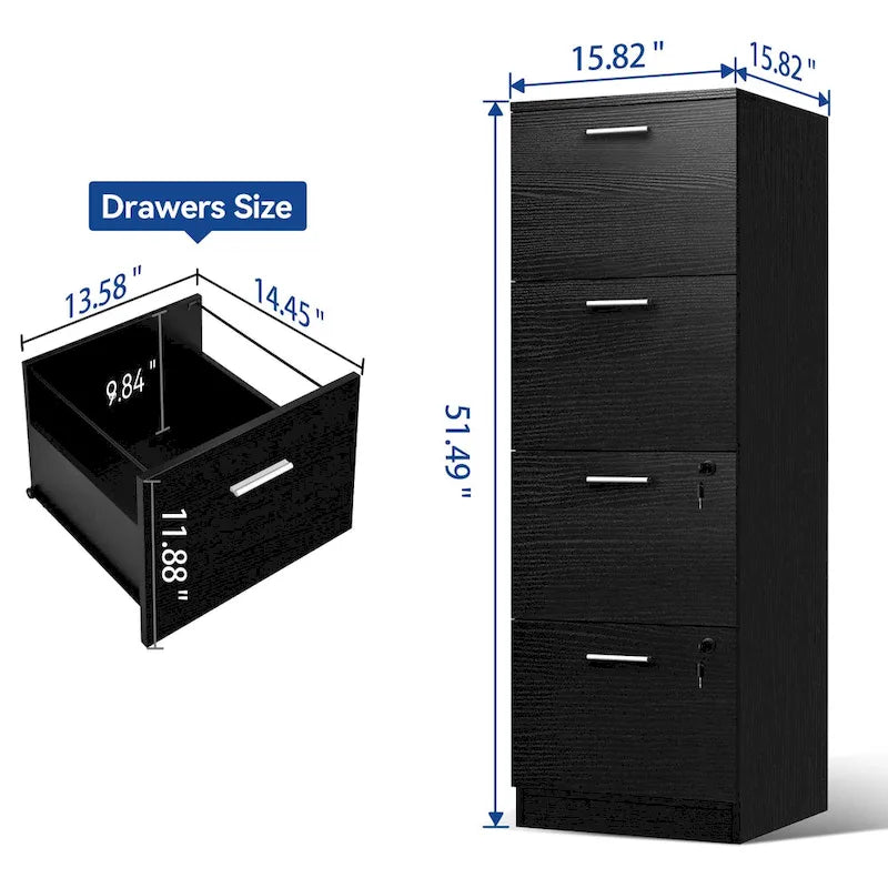 Classeur vertical à quatre tiroirs de 38 cm de profondeur