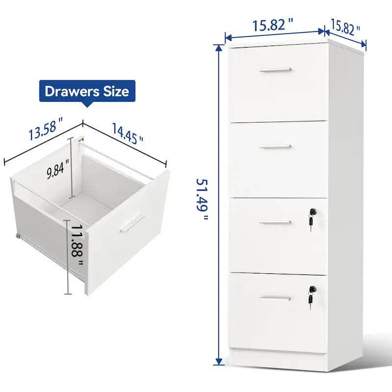 Classeur vertical à quatre tiroirs de 38 cm de profondeur