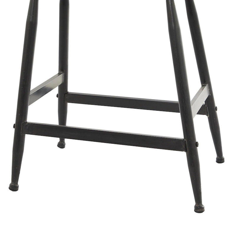 Tabourets de bar en métal, plateau de table en bois brun