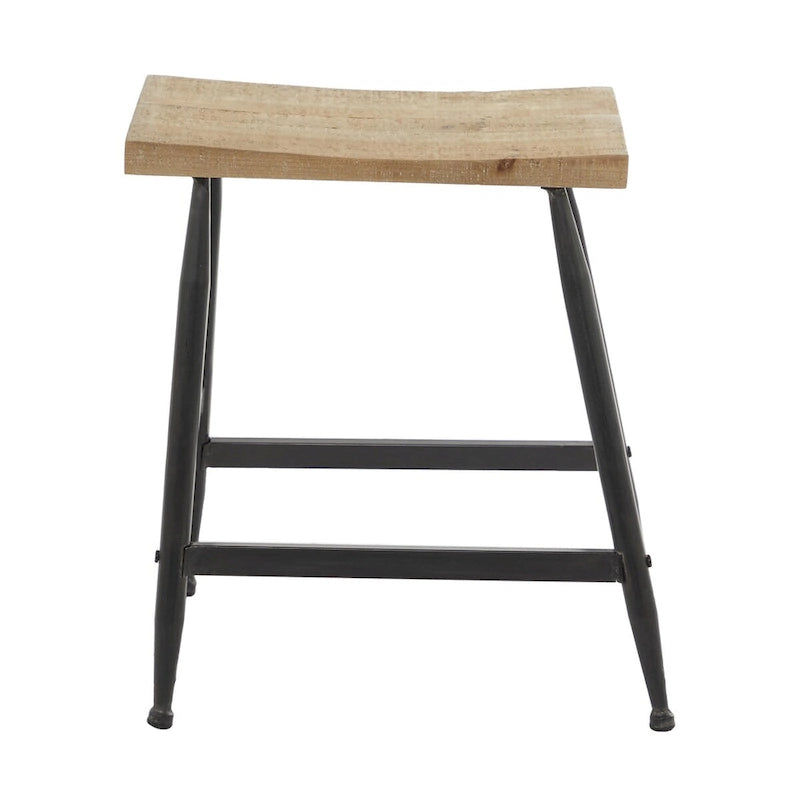 Tabourets de bar en métal, plateau de table en bois brun
