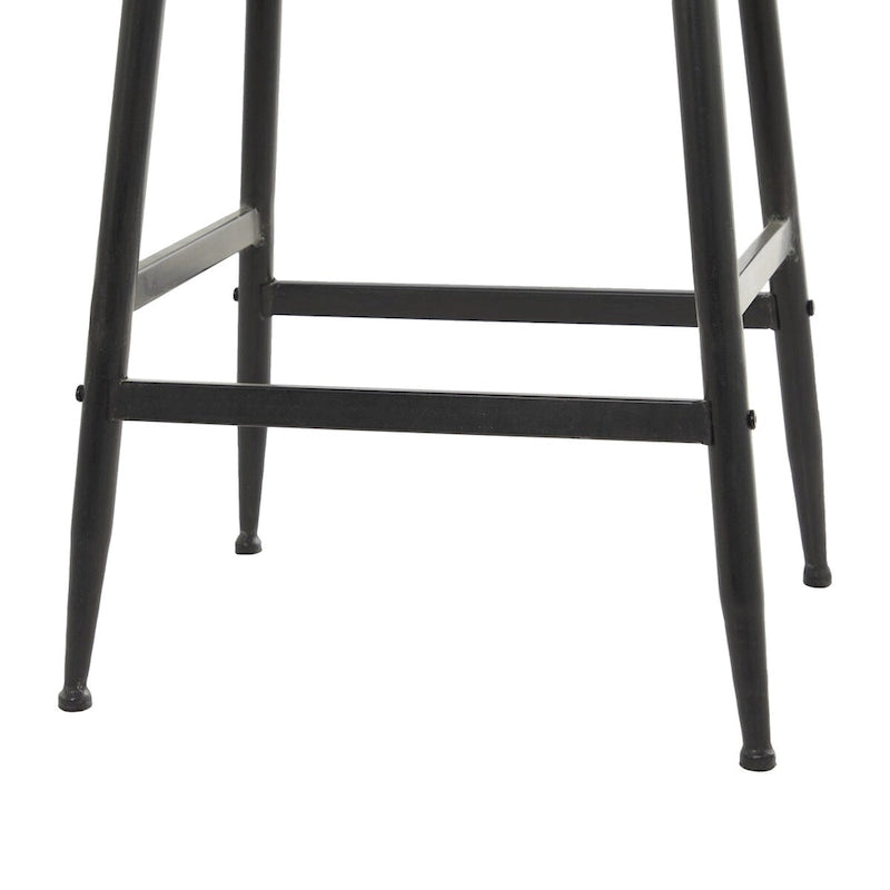 Tabourets de bar en métal, plateau de table en bois brun